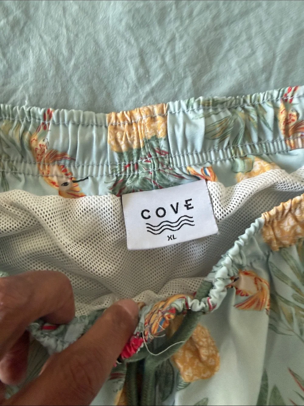 Cove Men’s Light Blue Pineapple & Toucan Swim Shorts